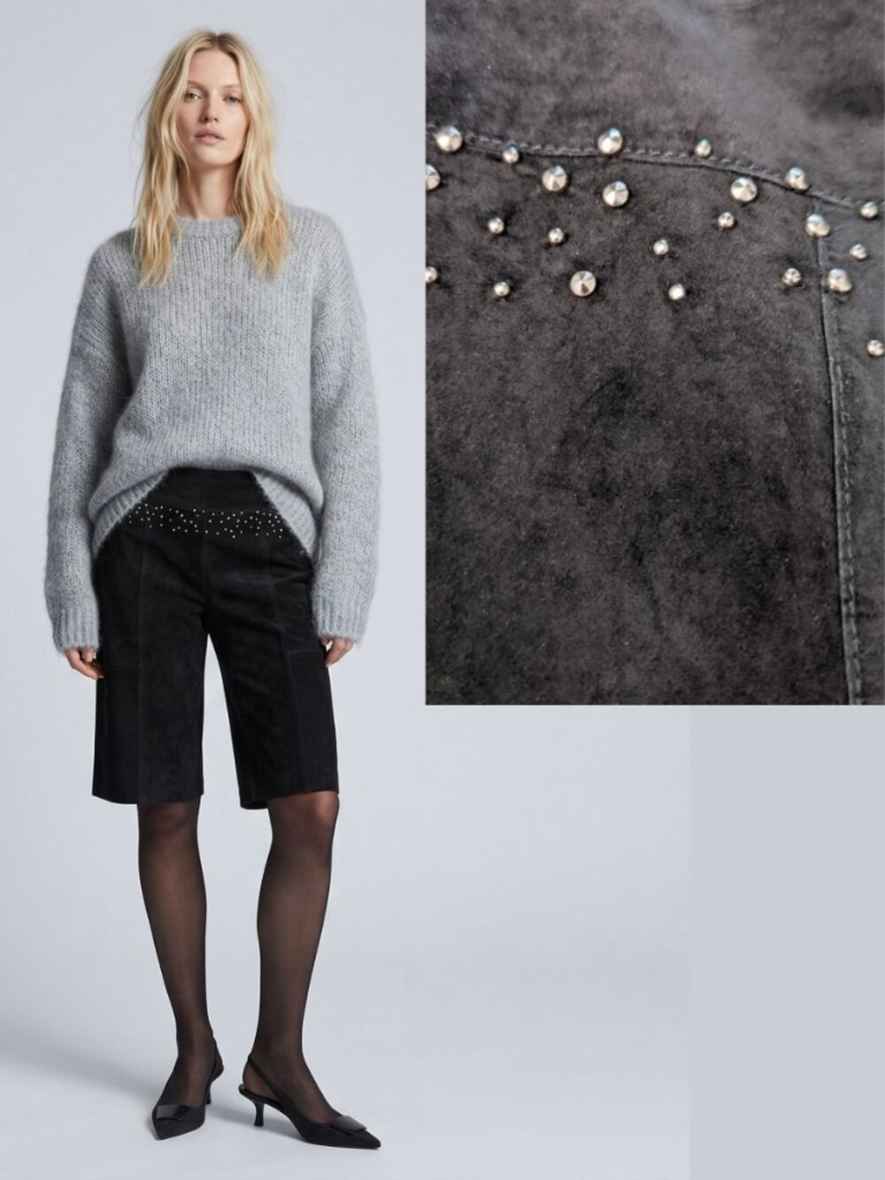 100% Leather Suede Black Bermuda Shorts Fully Lined Karen Kane